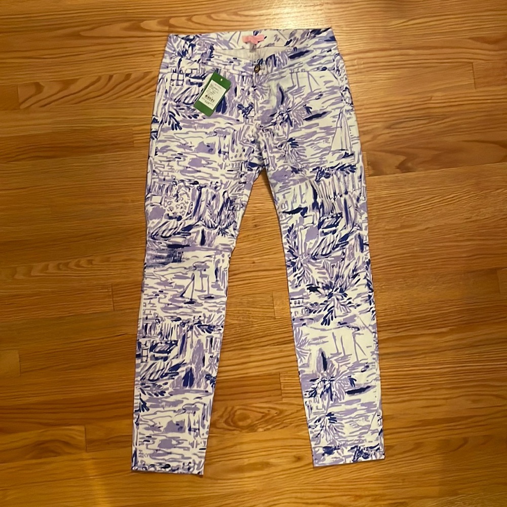 NWT Lilly Pulitzer Kelly Skinny Ankle Pants, size 4, Lilac Verbena Rock the Dock